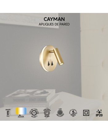 CAYMAN R* APLIQUE LECTOR LED 3W+6W 3000K ORO MATE